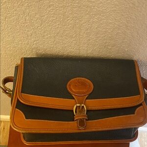 Dooney and Bourke Navy Blue and Brown Leather Bag